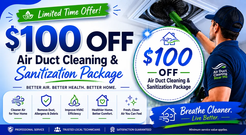 $100 Off Air Duct Cleaning & Sanitization Package